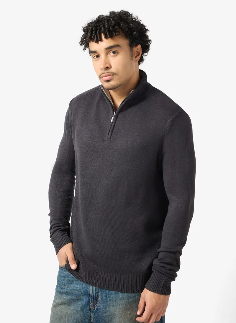 BRAVE SOUL Basic Half Zip Sweater