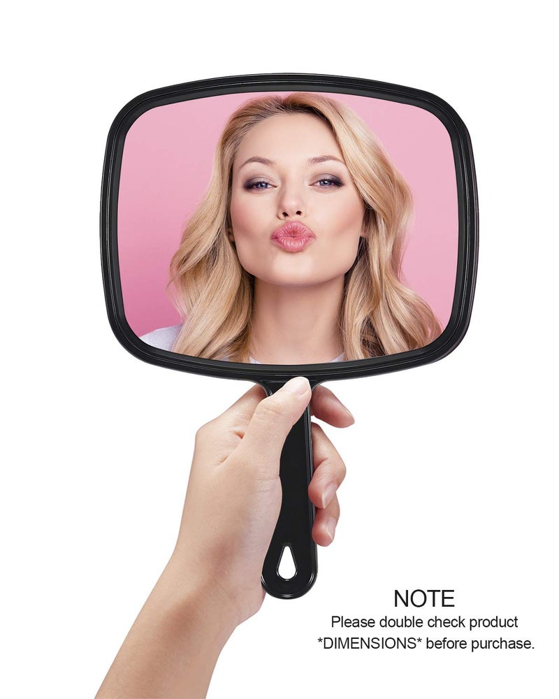 PROTECLE Hand Mirror  9.3 "" L x 6.7 "" W Salon Barber Hairdressing Handheld Mirror with Handle  Square Black - Image 2
