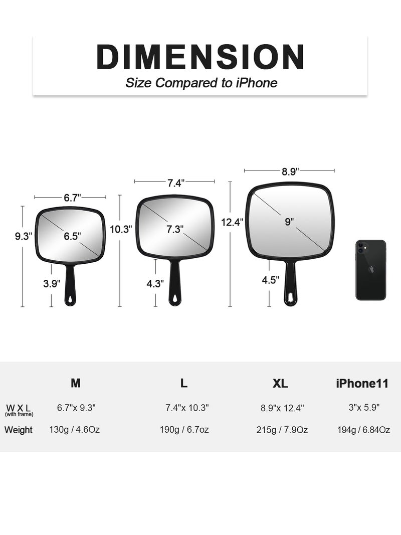 PROTECLE Hand Mirror  9.3 "" L x 6.7 "" W Salon Barber Hairdressing Handheld Mirror with Handle  Square Black - Image 3