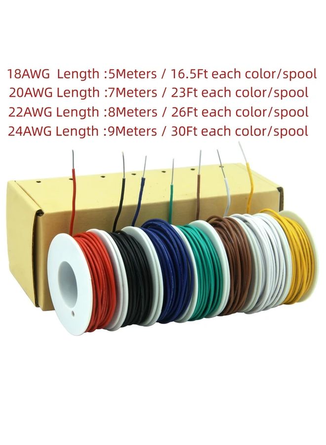 20 AWG Solid Copper Hook Up Wire Kit 2 Colors Electronic Cable PVC Tinned - Image 1