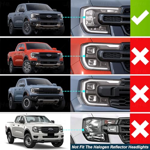 JHO Amber DRL Lights Module Front Headlight Frame White Color Changing to Amber for Ford Ranger T9 2023 2024 2025 XL/XLT/Everest Accessories CE Approved - Image 2