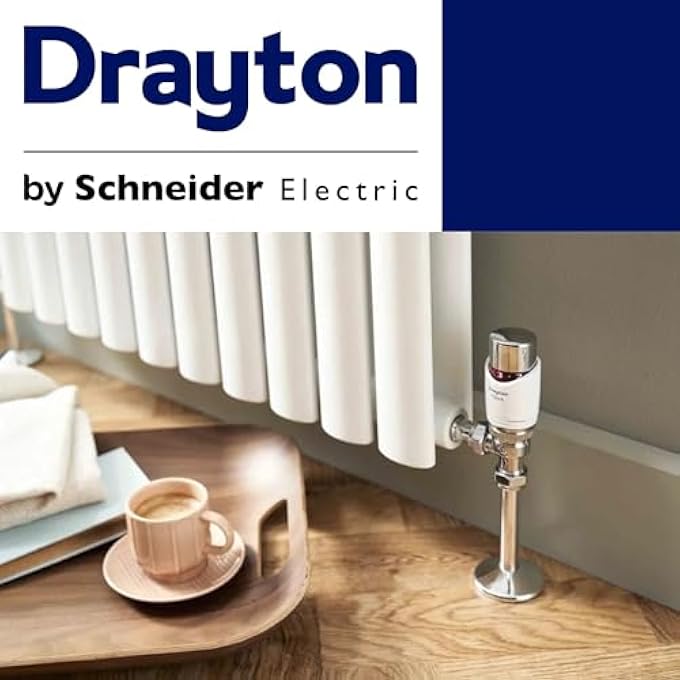 DRAYTON TRV4 CLASSIC ANGLED THERMOSTATIC RADIATOR VALVE TRV 07 05 150 WHITE CHROME 15MM X 1/2" RADIATOR THERMOSTAT VALVE - Image 3