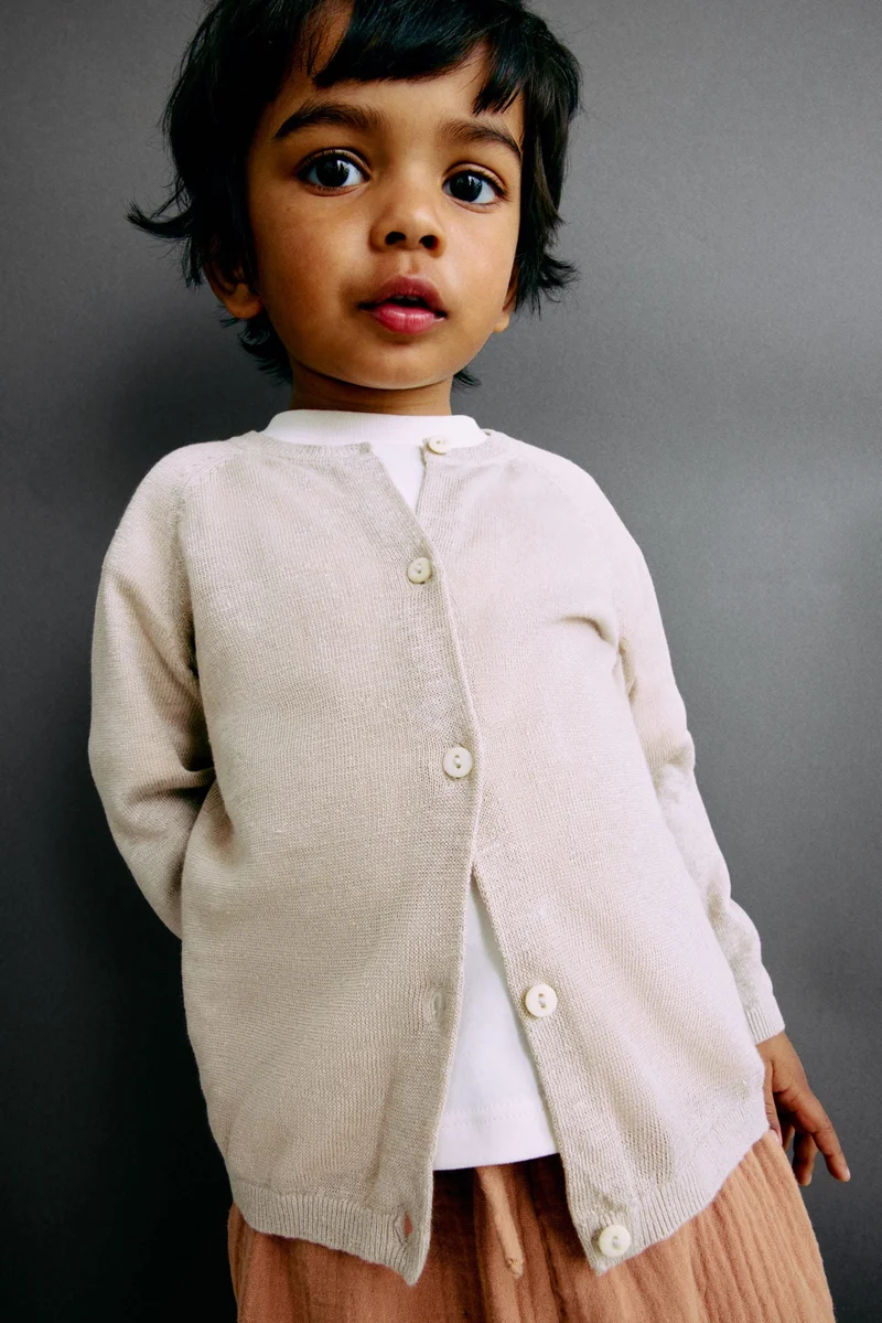 اتش اند ام كارديغان محبوك من الكتان