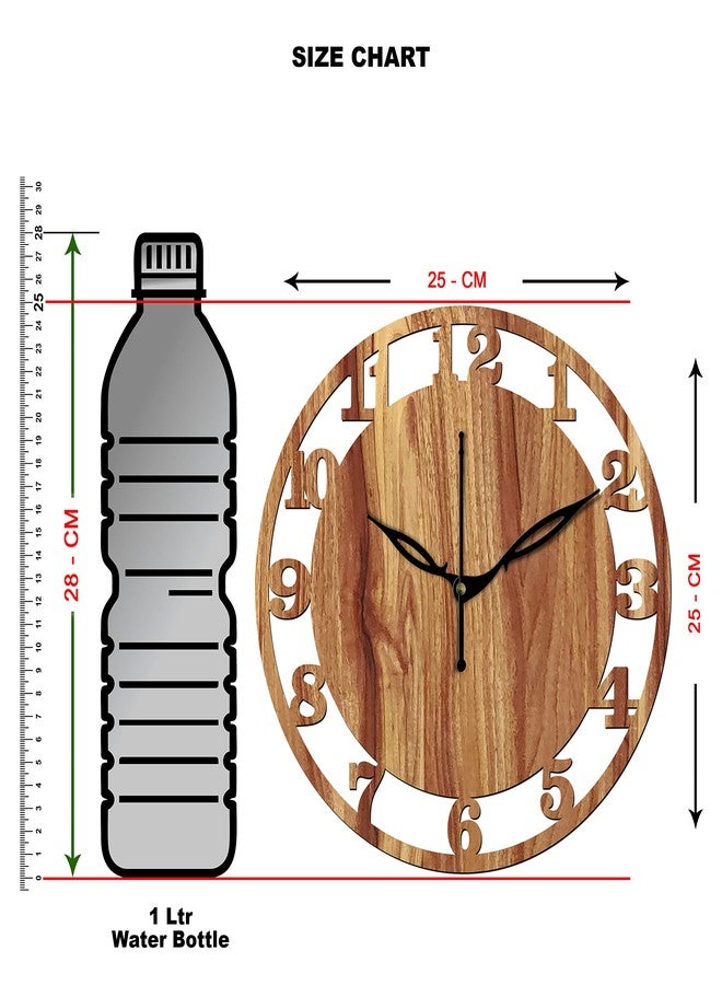 Freny Exim 10" Inch Wooden Wall Clock (Beige, Small Size, 25cm x 25cm)-028 - Image 3