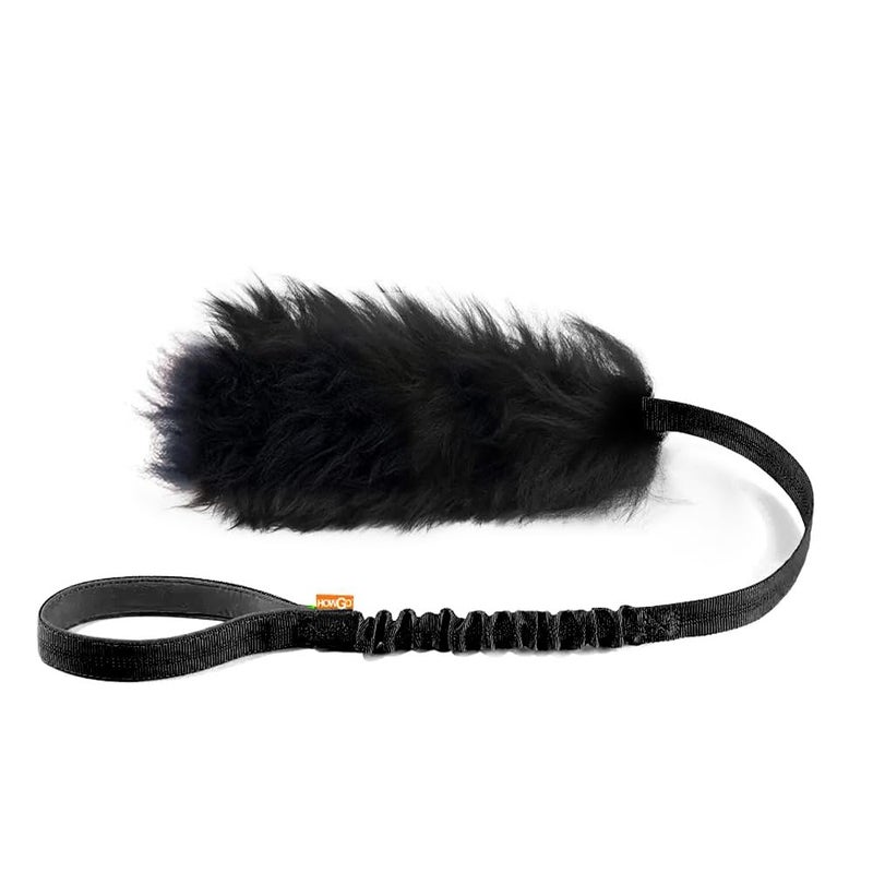 HOWGO Dog Rope ToyDog Bungee Chaser Toy 100 SheepskinSheep Smell Tug Toy for All Breeds Black Short Without Ball - Image 2