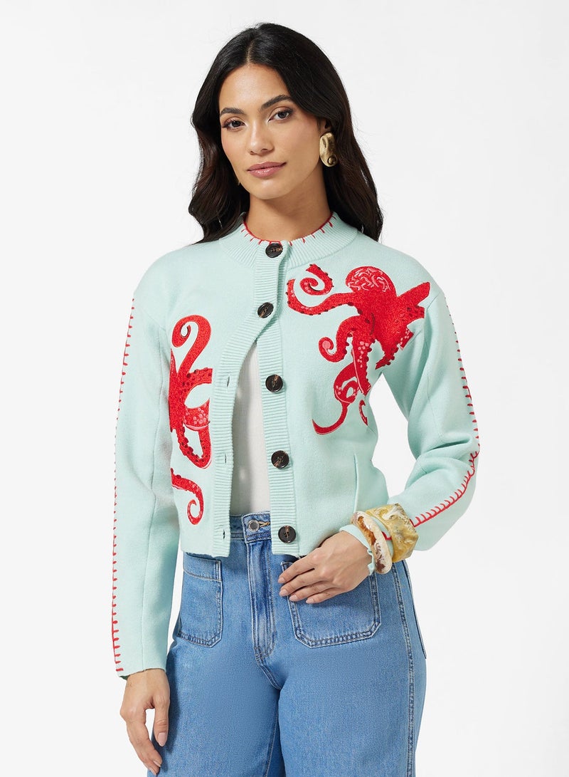 نيفر فولي دريسد كارديجان طويل بأكمام مفصلة على شكل أخطبوط - Image 3