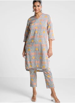 Floral Printed Kurti and Pants Set