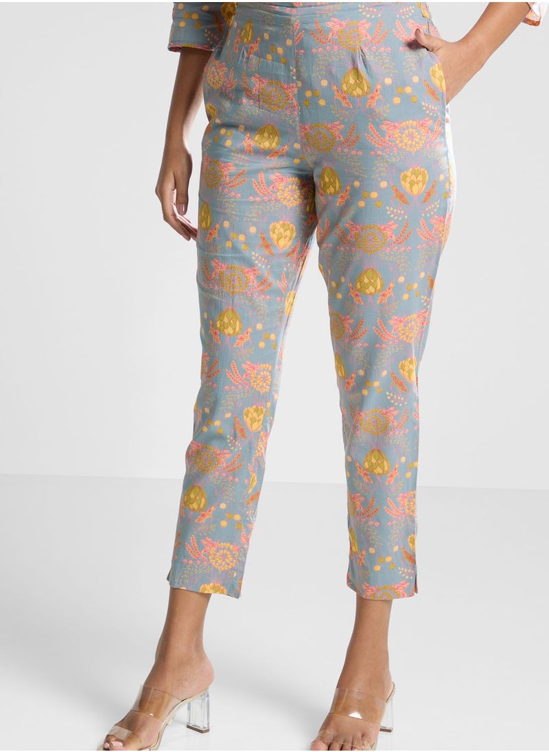 Fabindia - Floral Printed Kurti and Pants Set - Image 1