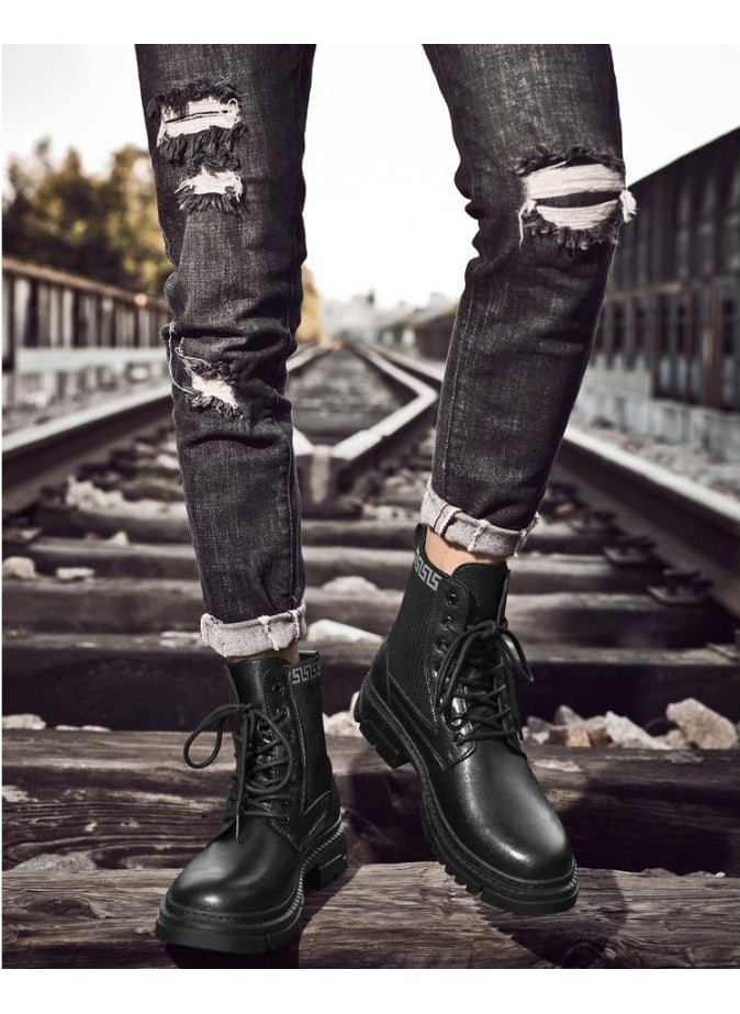 KUYING - New Men's Casual Leather Boots - Image 1