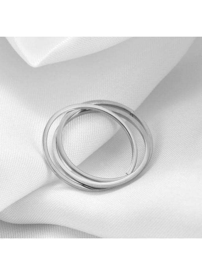Stainless Steel 3-Ring Interlocking Band Ring for Men and Women, Minimalist Triple Stackable Couple Ring - Image 1