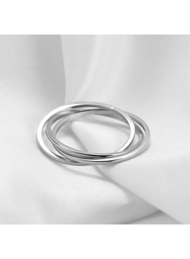 Stainless Steel 3-Ring Interlocking Band Ring for Men and Women, Minimalist Triple Stackable Couple Ring - Image 2