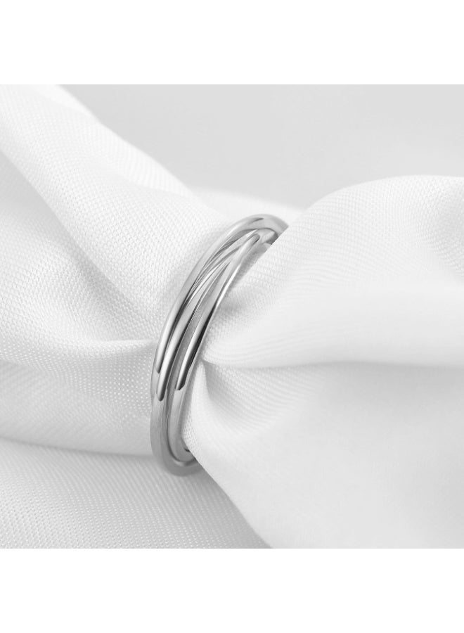 Stainless Steel 3-Ring Interlocking Band Ring for Men and Women, Minimalist Triple Stackable Couple Ring - Image 3