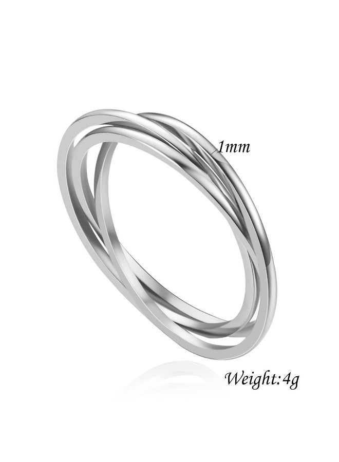 Stainless Steel 3-Ring Interlocking Band Ring for Men and Women, Minimalist Triple Stackable Couple Ring - Image 4