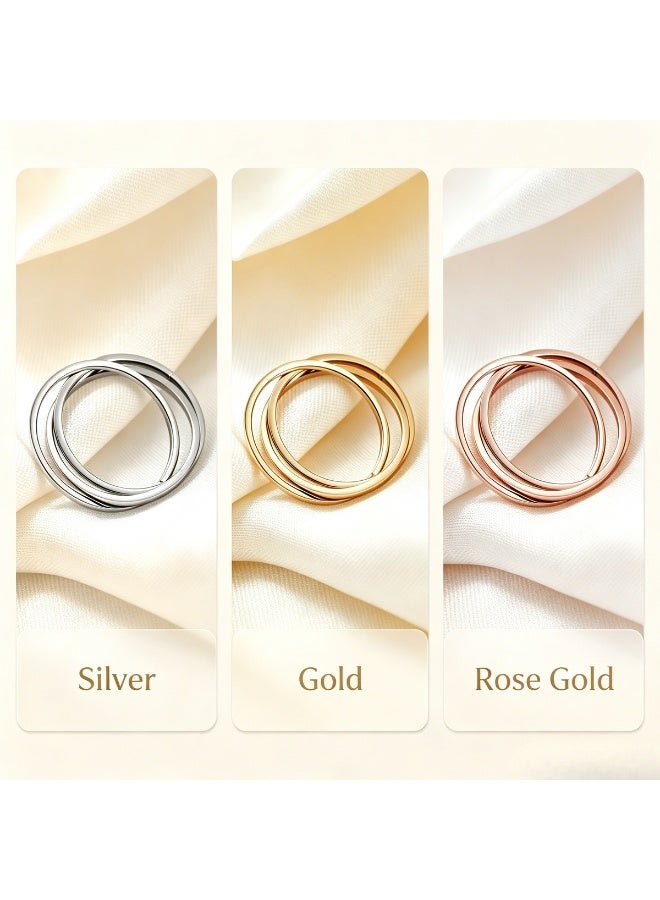 Stainless Steel 3-Ring Interlocking Band Ring for Men and Women, Minimalist Triple Stackable Couple Ring - Image 5