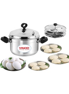 VINOD Stainless Steel Idli pot/Idli cooking pot /6 pcs deep plates, 36 CM (24 idlis), SAS Bottom, Sturdy Handle, Induction and Gas Stove Friendly  - Image 1