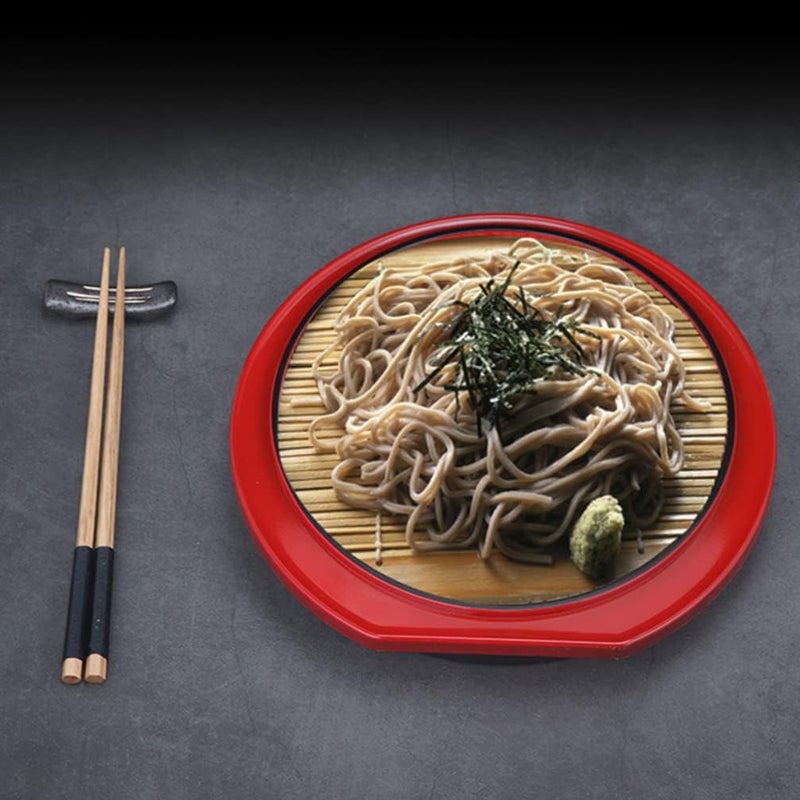 woobles Japanese Plates Japanese Soba Noodle Plates with Drain Mat Sushi Serving Trays with Dipping Cup Set Food Board Snack Dish Tray Board for Home Restaurant Kitchen Sushi Plate Set 24X24CM - Image 2
