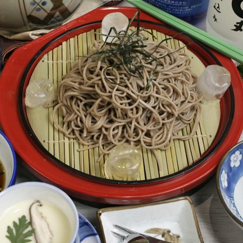 woobles Japanese Plates Japanese Soba Noodle Plates with Drain Mat Sushi Serving Trays with Dipping Cup Set Food Board Snack Dish Tray Board for Home Restaurant Kitchen Sushi Plate Set 24X24CM - Image 5