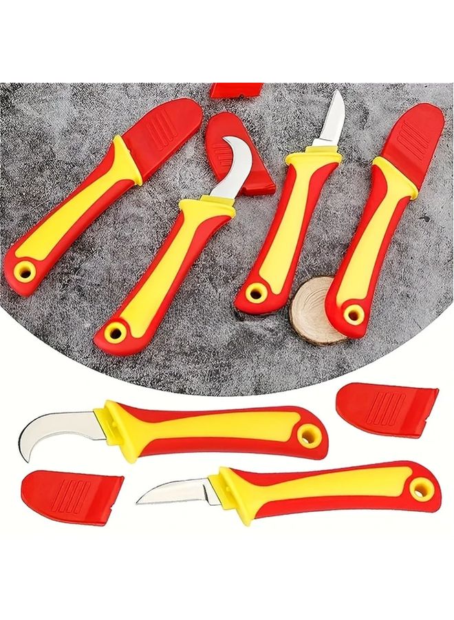 أداة تجريد الأسلاك الكهربائية المعزولة 3 في 1، قاطع كابلات متعدد الوظائف مع قاطع خطاف، شفرة يدوية من الفولاذ المقاوم للصدأ، مقبض TPR غير قابل للانزلاق، مادة PP، موديل مستقيم باللون الأحمر - Image 4