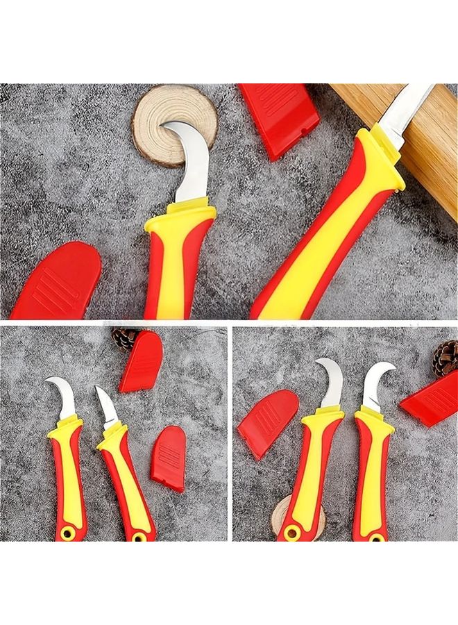 أداة تجريد الأسلاك الكهربائية المعزولة 3 في 1، قاطع كابلات متعدد الوظائف مع قاطع خطاف، شفرة يدوية من الفولاذ المقاوم للصدأ، مقبض TPR غير قابل للانزلاق، مادة PP، موديل مستقيم باللون الأحمر - Image 3