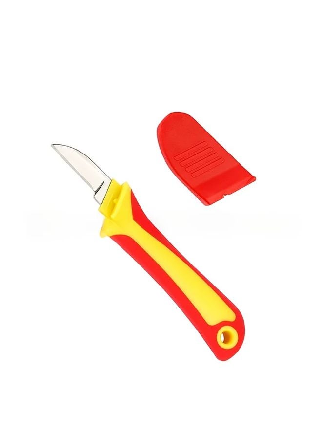 أداة تجريد الأسلاك الكهربائية المعزولة 3 في 1، قاطع كابلات متعدد الوظائف مع قاطع خطاف، شفرة يدوية من الفولاذ المقاوم للصدأ، مقبض TPR غير قابل للانزلاق، مادة PP، موديل مستقيم باللون الأحمر - Image 1