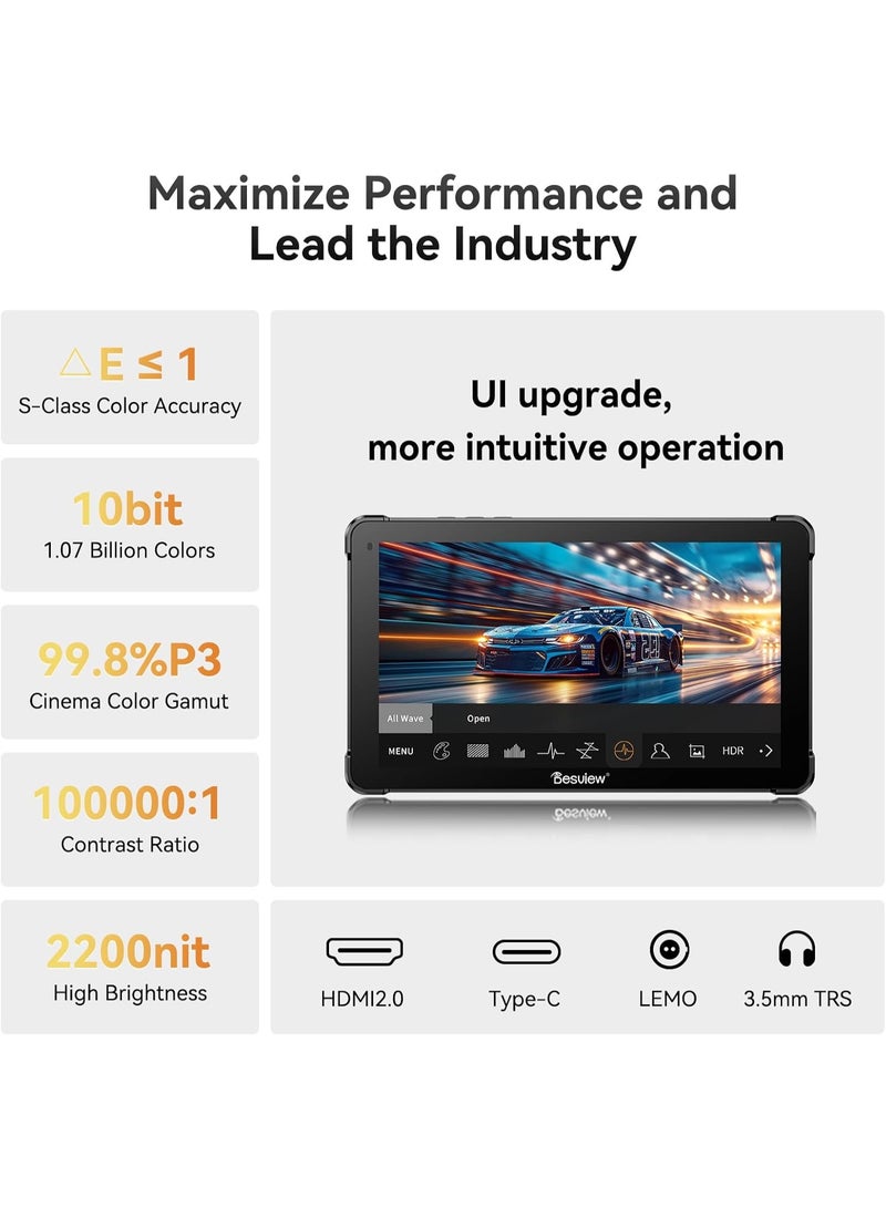 ديسفيو شاشة Desview OL7S مقاس 7 بوصات OLED عالية السطوع تعمل باللمس مع HDMI و3G-SDI للكاميرات الاحترافية - Image 4