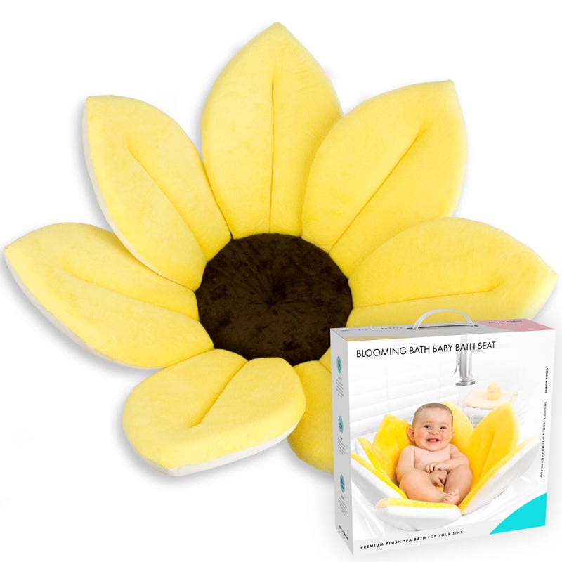 Blooming Bath Baby Bath Seat - Baby Tubs for Newborn Infants to Toddler 0 to 6 Months and Up - Baby Essentials Must Haves - The Original Washer-Safe Flower Seat (Original, Canary Yellow) - Image 1