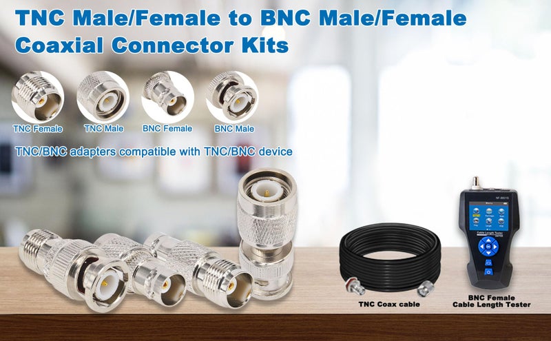 onelinkmore BNC to TNC RF Coax Connectors Kit BNC to TNC 4 Type Set BNC Male Female to TNC Jack Plug Test Converter for Antennas Connector Kit Broadcast Radios WiFi Telecom Coaxial Cable LMR Wireless LAN Devices - Image 5