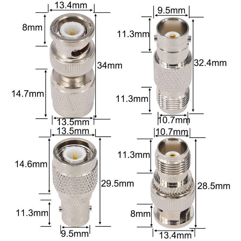 onelinkmore BNC to TNC RF Coax Connectors Kit BNC to TNC 4 Type Set BNC Male Female to TNC Jack Plug Test Converter for Antennas Connector Kit Broadcast Radios WiFi Telecom Coaxial Cable LMR Wireless LAN Devices - Image 3