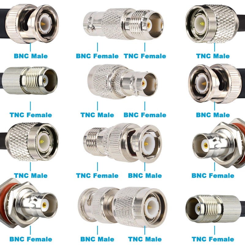 onelinkmore BNC to TNC RF Coax Connectors Kit BNC to TNC 4 Type Set BNC Male Female to TNC Jack Plug Test Converter for Antennas Connector Kit Broadcast Radios WiFi Telecom Coaxial Cable LMR Wireless LAN Devices - Image 2