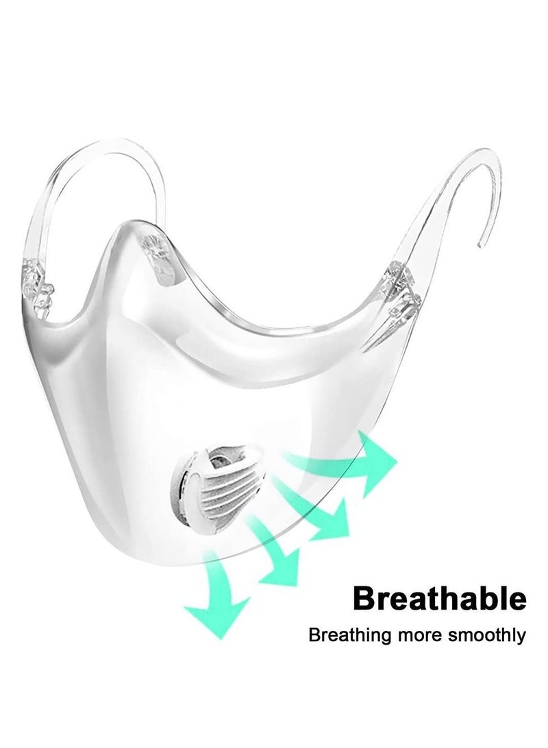 Y&D 3D Clear Face Mask, Reusable Shield with Breathing Valve, Protect Lipstick Lips Transparent Full Mask Sport Perfect Fit for Washable (2 Pcs)  - Image 3