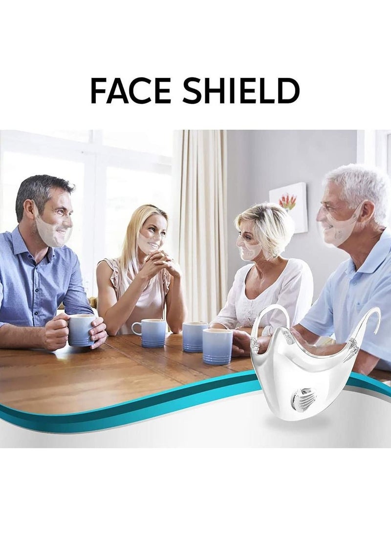 3D Clear Face Mask, Reusable Shield with Breathing Valve, Protect Lipstick Lips Transparent Full Mask Sport Perfect Fit for Washable (2 Pcs)