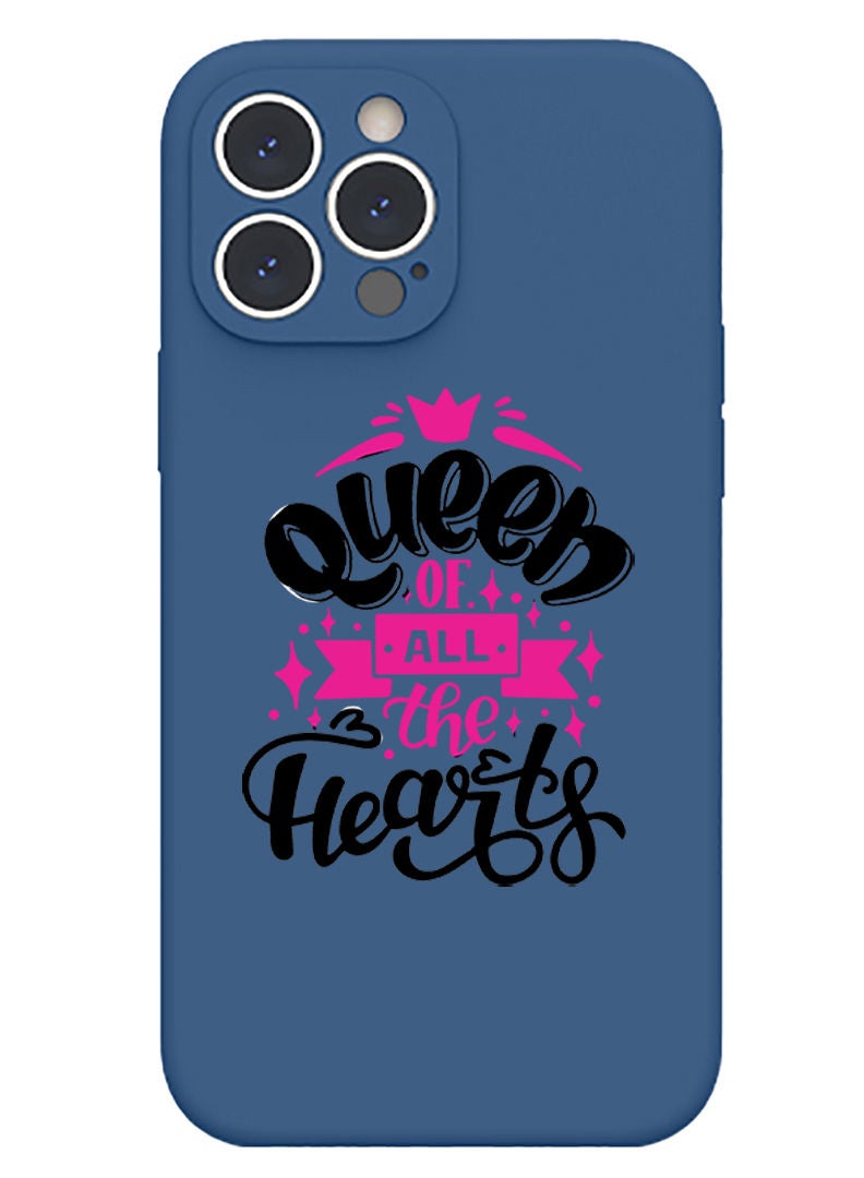 Theodor Protective Slim Fit Case Liquid Silicone Cover with Full Body Protection Anti-Scratch Shockproof Case For iPhone 12 Pro Max Blue  - Queen of all hearts Black copy - Image 1