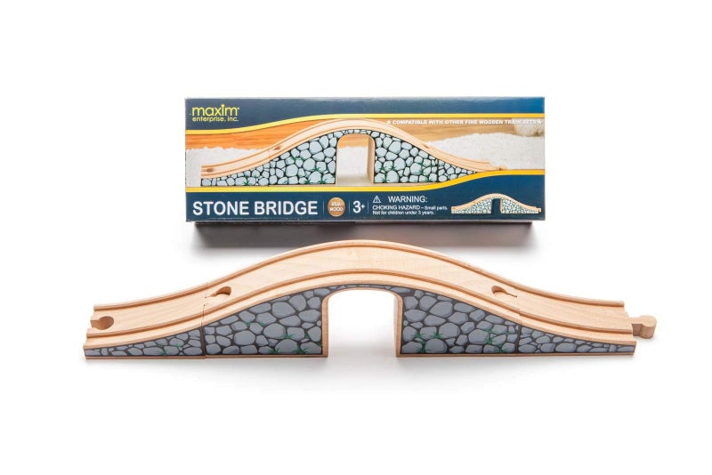 Maxim Enterprise, Maxim Enterprise inc Wooden Stone Bridge Set 3 Piece Over Under Bridge Hardwood ToyTrain Accessories Wooden Railway Bridge Pieces Compatible with Thomas Friends and All Major Brands - Image 2