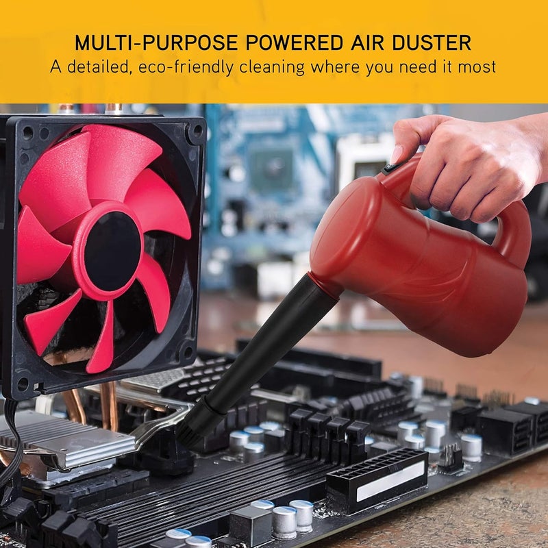 Xpower A-2S Cyber Duster Electric Air Duster for Dusting, Drying, Inflating, Blowing, Car Detailing, Computer, Leaf Blowing, 90 CFM, 2 Nozzles + 1 Brush, High Performance Motor, Eco-Friendly, Red - Image 5