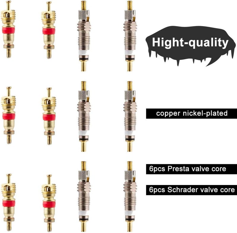 TuoTu Valve Core Remover Tool Kit Bike and Car Repair Kit With Brass Replacement Presta Schrader Valve Core - Image 3