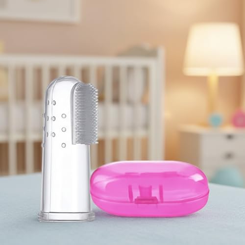 Safe-O-Kid Baby Finger Toothbrush – 100% Pure Silicone, BPA-Free, Odor-Free, Safe Gentle Gum Massager & Teeth Cleaner – Durable, Pediatrician-Recommended Brush for Newborns & Toddlers Pink - (Pack of 1) - Image 1