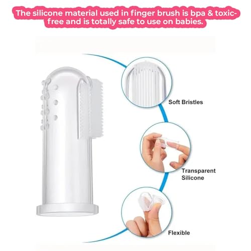 Safe-O-Kid Baby Finger Toothbrush – 100% Pure Silicone, BPA-Free, Odor-Free, Safe Gentle Gum Massager & Teeth Cleaner – Durable, Pediatrician-Recommended Brush for Newborns & Toddlers Pink - (Pack of 1) - Image 3