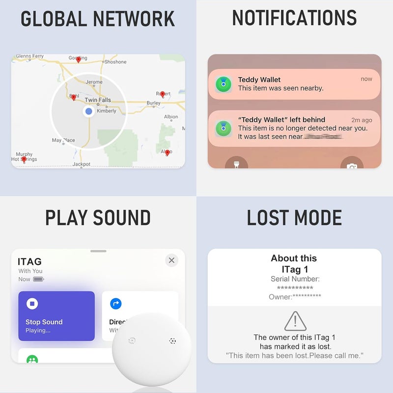 جهاز تتبع الأمتعة بتقنية البلوتوث سمارت تاج، جهاز تتبع مقاوم للماء بتصنيف IP68 يعمل مع فايند ماي (نظام iOS فقط)، محدد موقع للمفاتيح والأمتعة وشنطة الظهر والمحفظة (لون أبيض، قطعة واحدة) - Image 5