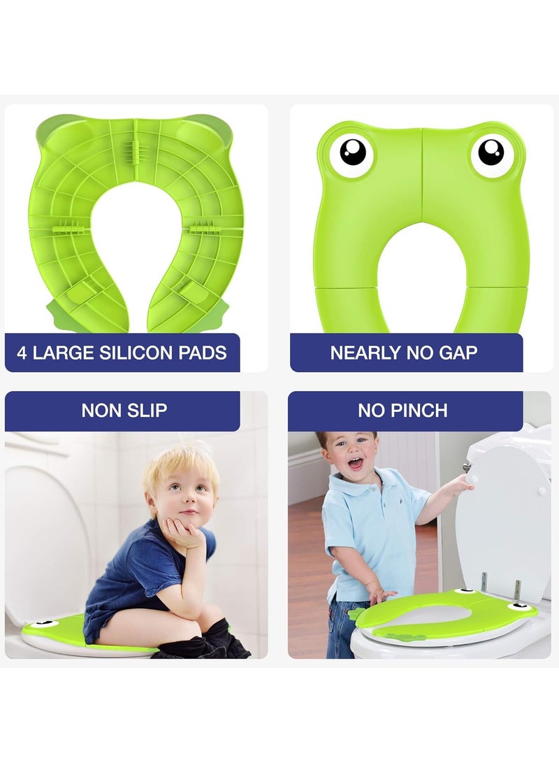فولانري غطاء مقعد المرحاض للأطفال، مقعد مرحاض محمول للسفر للأولاد والبنات، وسادات سيليكون غير قابلة للانزلاق، مقعد مرحاض قابل للإزالة بسهولة للأطفال الصغار، قابل لإعادة الاستخدام، يناسب المراحيض البيضاوية المستديرة - Image 2