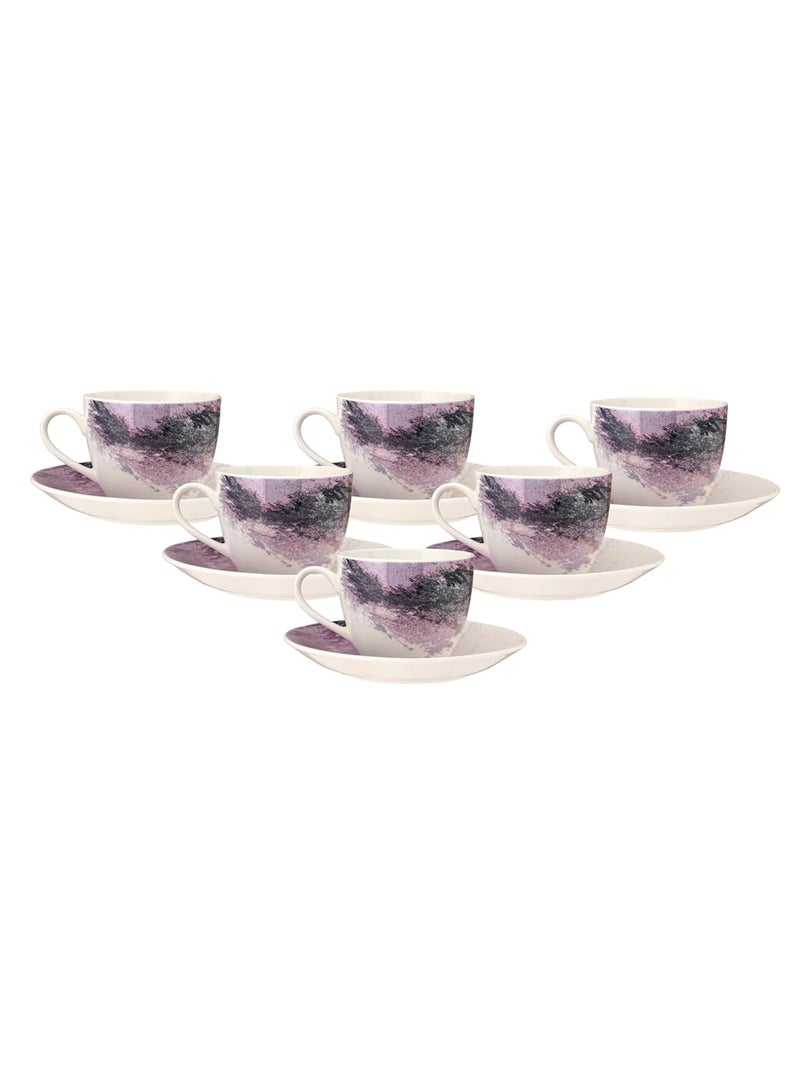 JCPL Fine Ceramic Printed Cup Saucer Set of 12 6 Cups 6 Saucers 180 ml Each Lava L9 - Image 3