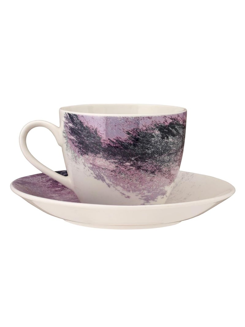 JCPL Fine Ceramic Printed Cup Saucer Set of 12 6 Cups 6 Saucers 180 ml Each Lava L9 - Image 2