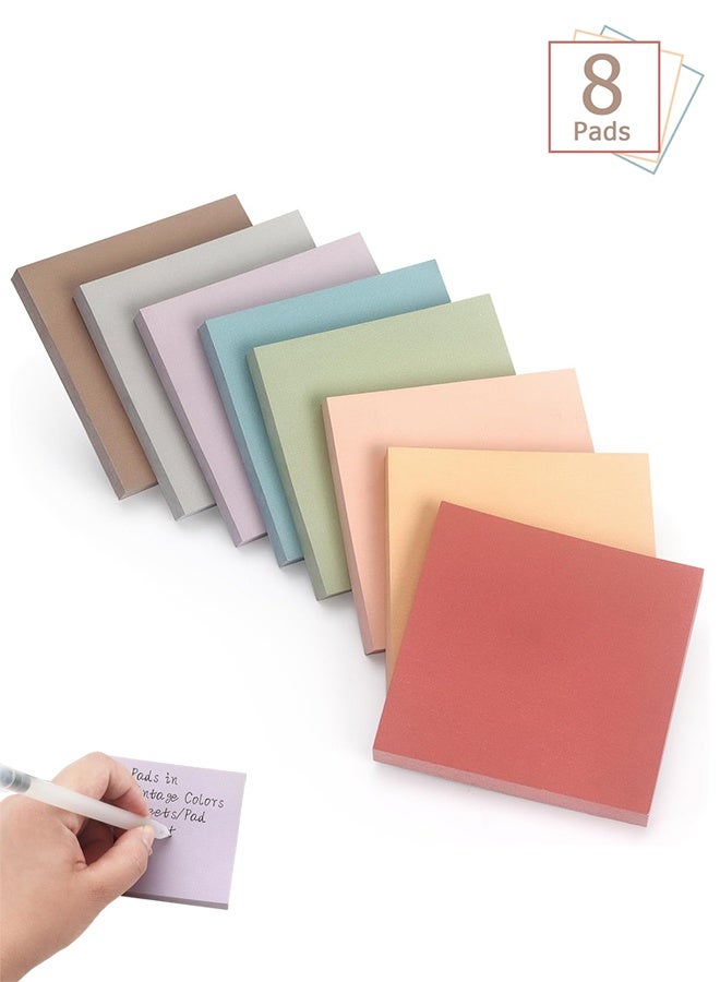 Sweet Life Sticky Notes 8 Vintage Colors 3x3in, Self-Stick Notes Pads with Easy to Post for School, Home, Office, 8 Pads/Pack, 80 Sheets/Pad - Image 1
