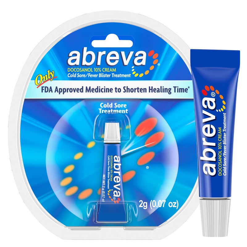 Abreva Docosanol 10% Cream Tube, FDA Approved Treatment for Cold Sore/Fever Blister, 2 grams - Image 1