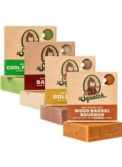 Dr. Squatch Dr. Squatch Men's Soap Variety 4 Pack - Wood Barrel Bourbon, Gold Moss, Bay Rum, Cool Fresh Aloe  - Image 1