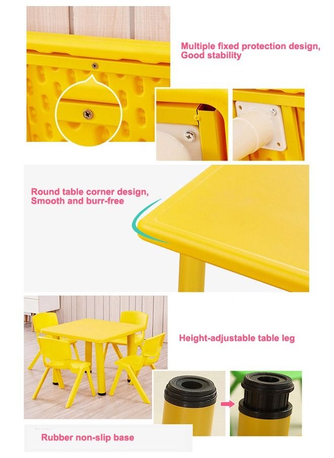 JSAITOYS Indoor Plastic Furniture Square Yellow Color Table For Kids  - Image 4