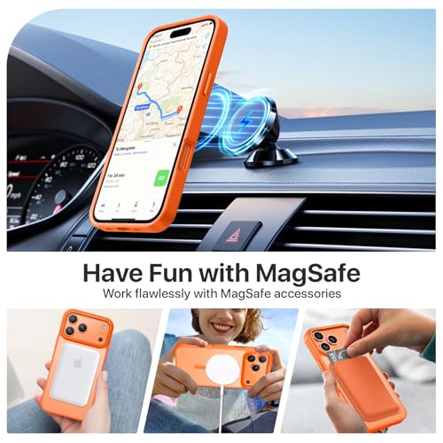 GUAGUA for iPhone 17 Pro Max Case Compatible with MagSafe iPhone 17 Pro Max Magnetic Case Translucent Matte Skin Feeling Shockproof Protective Anti-Scratch Case for Phone 17 Pro Max 6.9", Orange - Image 2