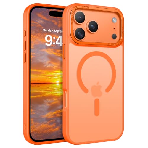 GUAGUA for iPhone 17 Pro Max Case Compatible with MagSafe iPhone 17 Pro Max Magnetic Case Translucent Matte Skin Feeling Shockproof Protective Anti-Scratch Case for Phone 17 Pro Max 6.9", Orange - Image 1