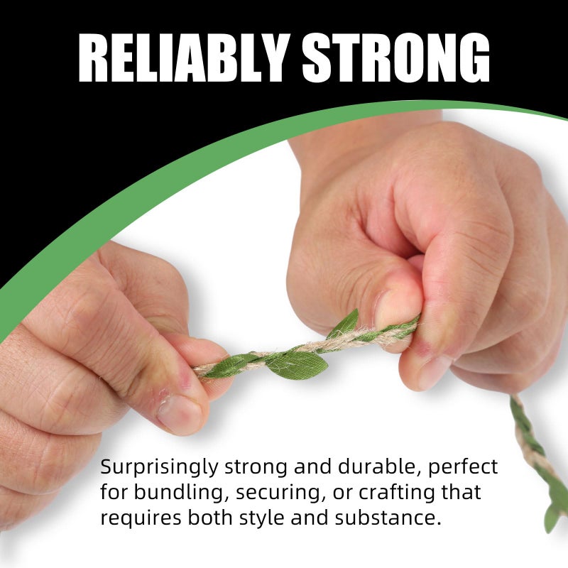 Radix Rope Natural Jute Twine with Green Leaf - 33 Feet (10 Meters) | Decorative Garden String for Gift Wrapping, Crafts, Wedding Decor - Image 4