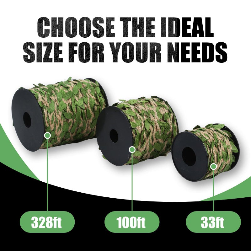 Radix Rope Natural Jute Twine with Green Leaf - 33 Feet (10 Meters) | Decorative Garden String for Gift Wrapping, Crafts, Wedding Decor - Image 5