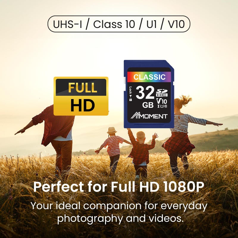 MMOMENT 32GB Full-Size SD, SDHC Card Compatible with Camera Full HD Video, PC, UHS-I, U1, V10, Class 10, Read Speed Up to 97 MB/s,Write Speed Up to 25MB/s - Image 3